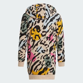 Sudadera con Gorro Animal Print Alargada con Cierre